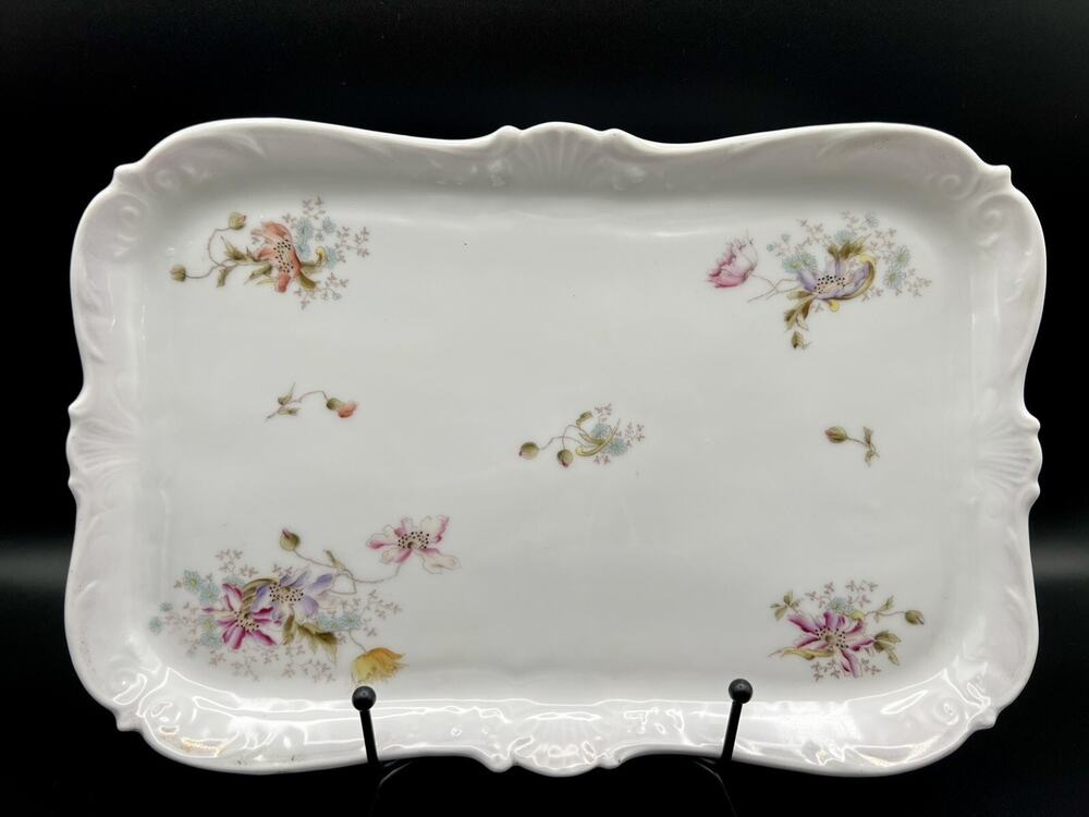 Dresden Porcelain Floral Rectangle Vanity Tray 11.5” x 8” Made in Germany VNTG